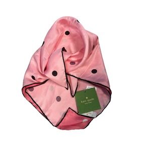 KATE SPADE  "Bakery Dot"  100% SILK SCARF NWT 20" SQUARE‎ Reversible Pink Dot